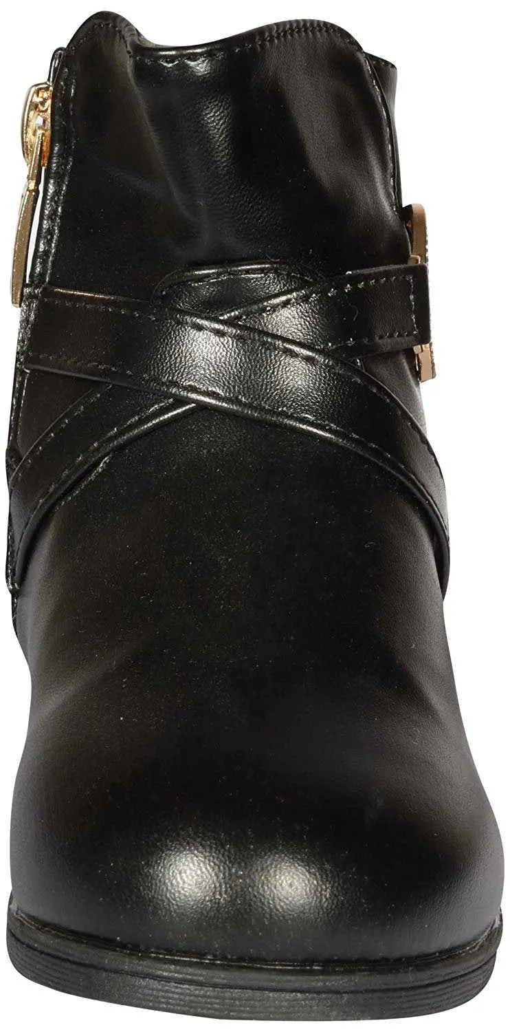 bebe Girls Riding Boots with Medallion 13 Black/Gold