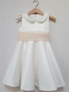 Brilliant Satin Jewel Neckline Knee-length A-line Flower Girl Dresses FD028