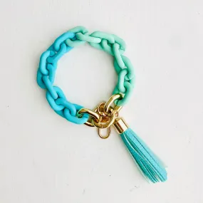 Chain Link Bangle Keychain Teal